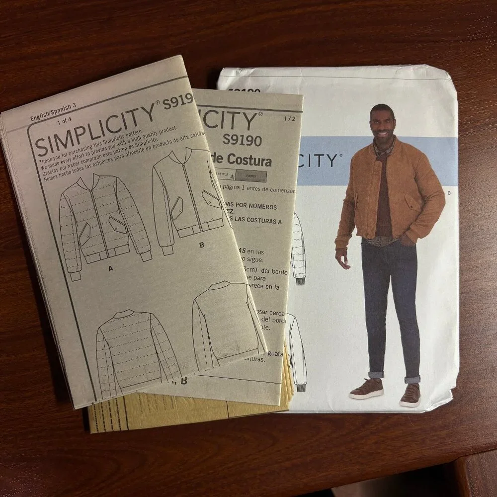Simplicity Pattern S9190 BB for Men's Jacket